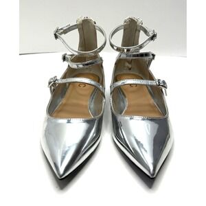 I.N.C. International Concepts Valan Triple-Strapped Flats Silver Size 7M NWT